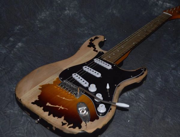 

aged sunburst st electric guitar body basswood chrome hardware pickup sss