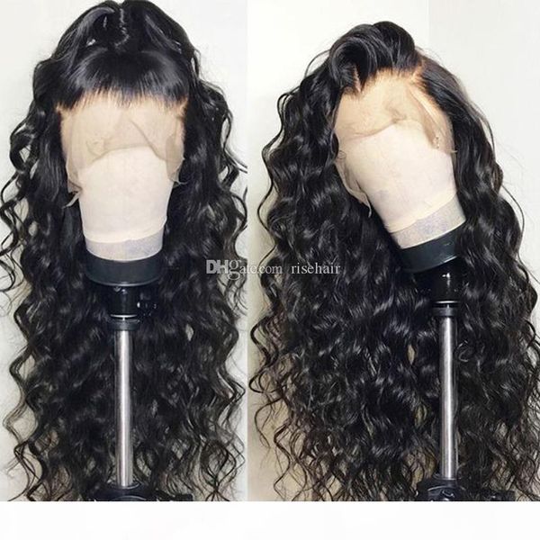 

full lace human hair wigs human hair 13*4 lace front wigs water loose wave baby hair pre plucked natural hairline, Black;brown