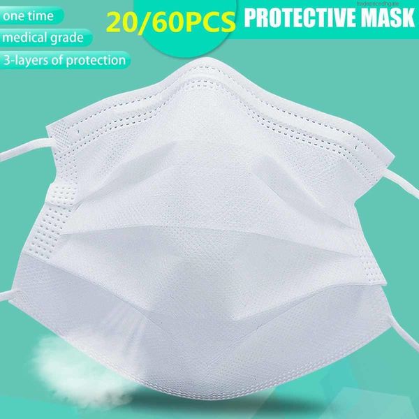 

usa 60pcs disposable facial dustproof 3 mask layers cover maldehyde prevent bacteria masks