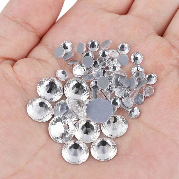 

144-1440pcs glass clear rhinestones flatback ss3-ss50 fix rhinestone strass crystal for diy clothes shoe wedding dec bbymnj