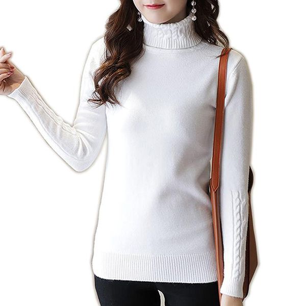 

women's sweaters autumn winter women pullovers sweater 2021 casual long sleeve high elasticity knitted lady slim turtleneck jumper, White;black