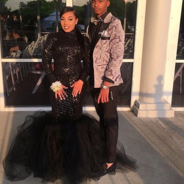 

arabic evening prom mermaid dresses black lace long sleeve prom 2021