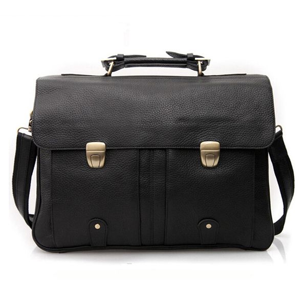 

male genuine leather folders for 15 "portable tote case messenger bag black