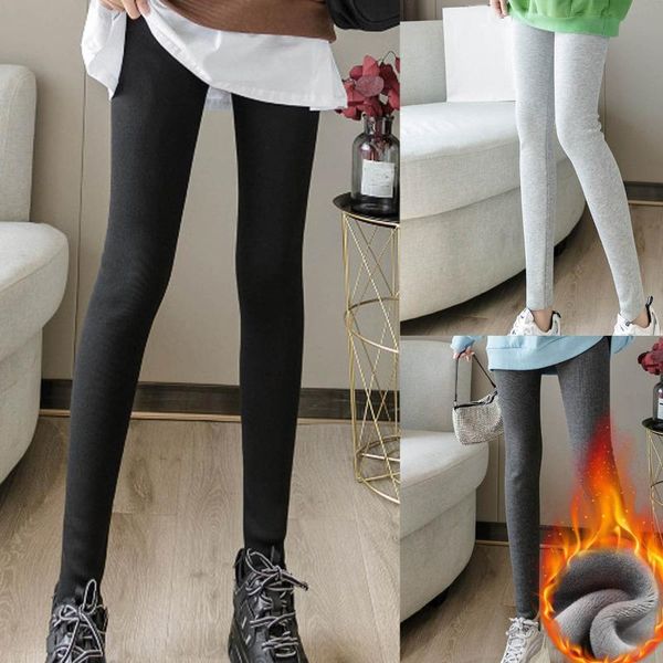 

linens cotton pants women autumn winter tight cotton pants fashion solid color slim trousers straight thick warm leggin female, Black;white