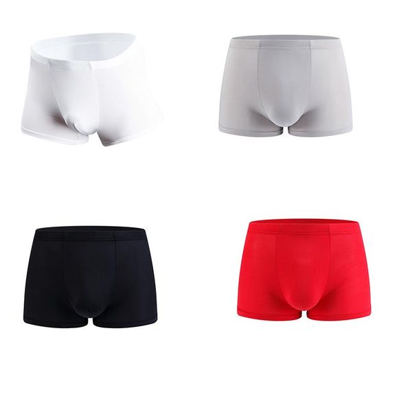 

underpants men underwear flat pants silk dry and comfortable men's breathable fit non marking boxer 2021, Black;white