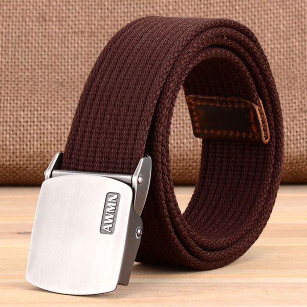 

board men's and women's smooth automatic buckle canvas casual knitting thickened pants student military training belt, Black;brown