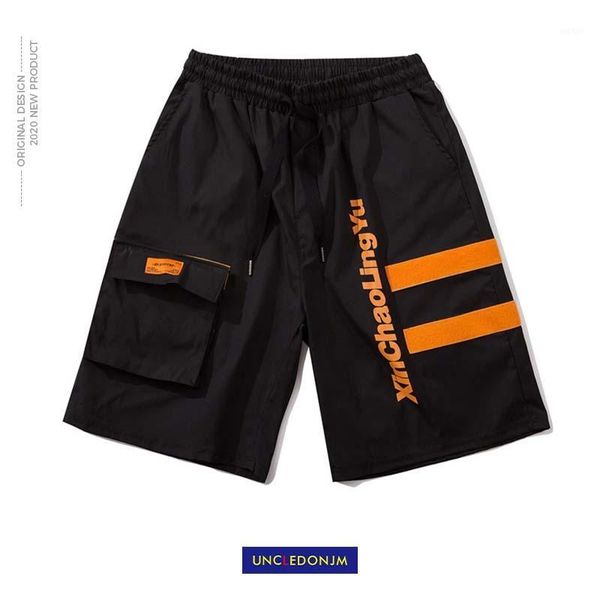 

uncledonjm detachable pocket shorts men hip hop loose multi-pockets shorts streetwear elastic waist knee length tf-50631, White;black