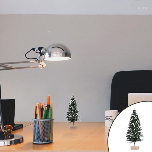 

12pcs mini christmas trees decor table fake snow frost trees with wood base1
