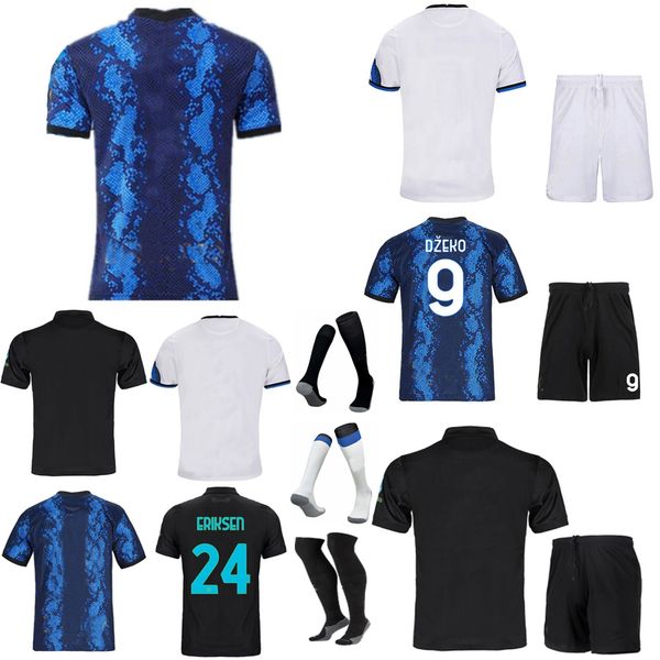 

21 22 soccer jersey fans player barella eriksen alexis dzeko correa 2021 2022 football shirts women men kids kit maillot socks sets customiz, Black;blue