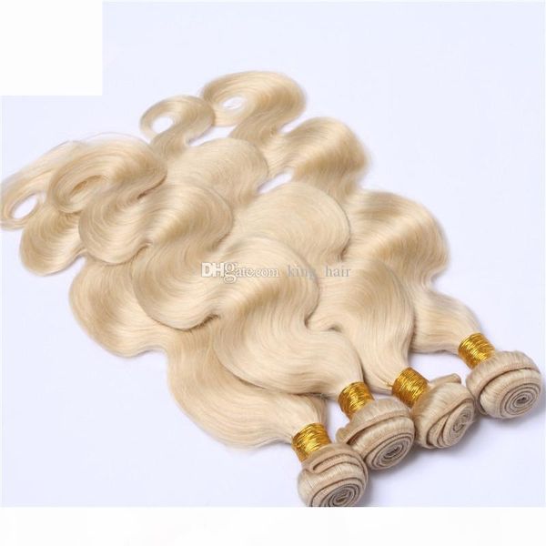 

pure color #613 blonde human hair 4 bundles 9a grade body wave texture hair weaves unprocessed blonde 613 hair extensions 10-30 inches, Black