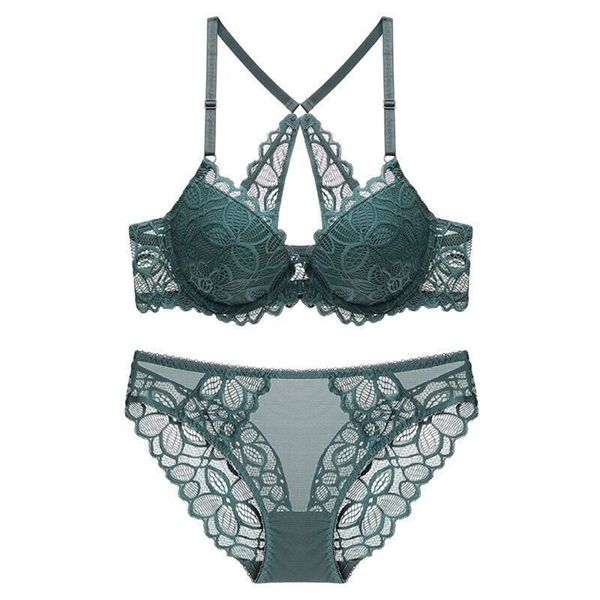 

deep v y-line straps 6 colors brassiere fashion soft lace bra and panty set women front closure female lingerie bras c1211, Black;white