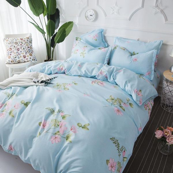 

bedding sets blue flower pattern girl boy kid bed cover set duvet child sheets and pillowcases comforter 61071