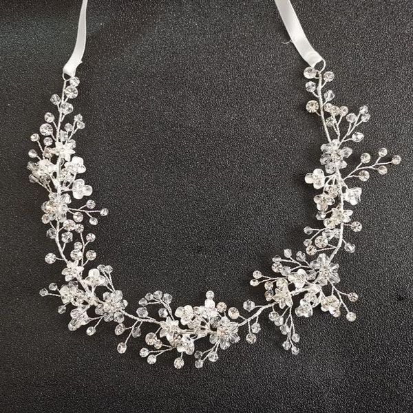 

slbridal handmade silver color crystal rhinestone pearls floral wedding hair accessories hairband bridal headband women jewelry, Golden;silver