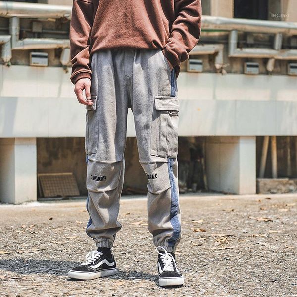 

men loose casual cargo pant street fashion hip hop harem trousers male streetwear joggers sweatpants overalls1, Black