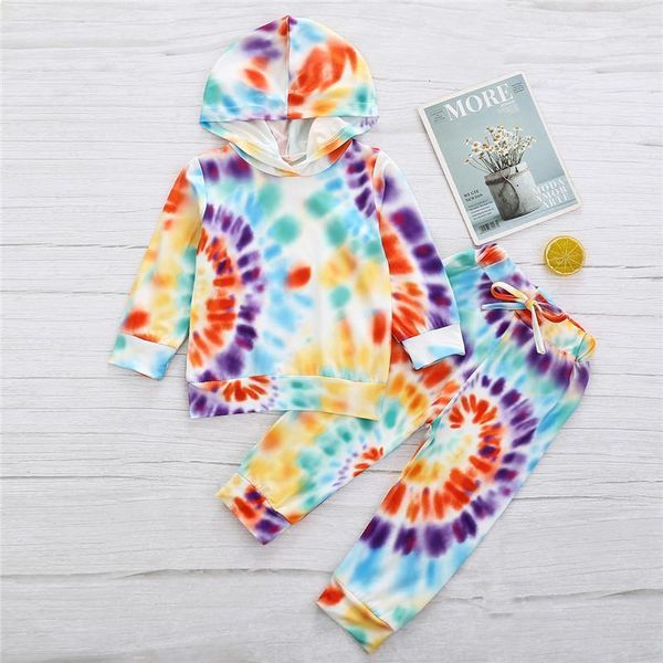 

clothing sets born baby girls set tie dye print hoodie sweatshirt +pants boys sports toddler casual outfits sets1, White