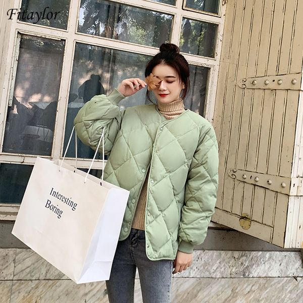 

fitaylor new autumn winter women ultra light white duck down short coat single breasted long sleeve down parkas black outwear c1204