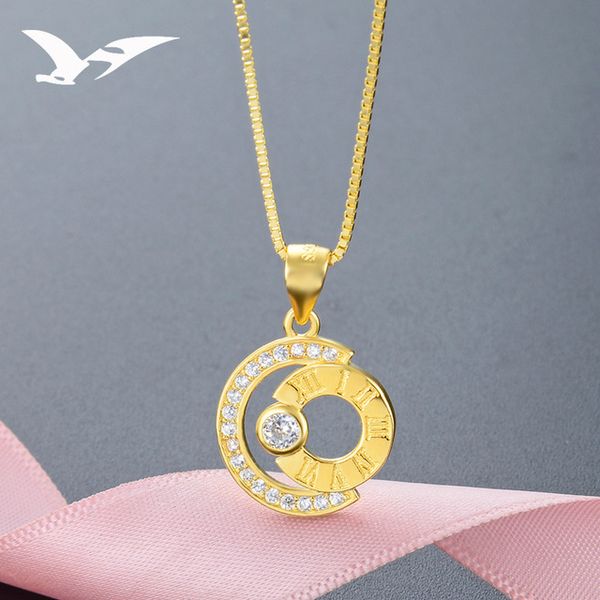 

highly recommended] electroplated gold color sterling silver clavicle necklace pendant