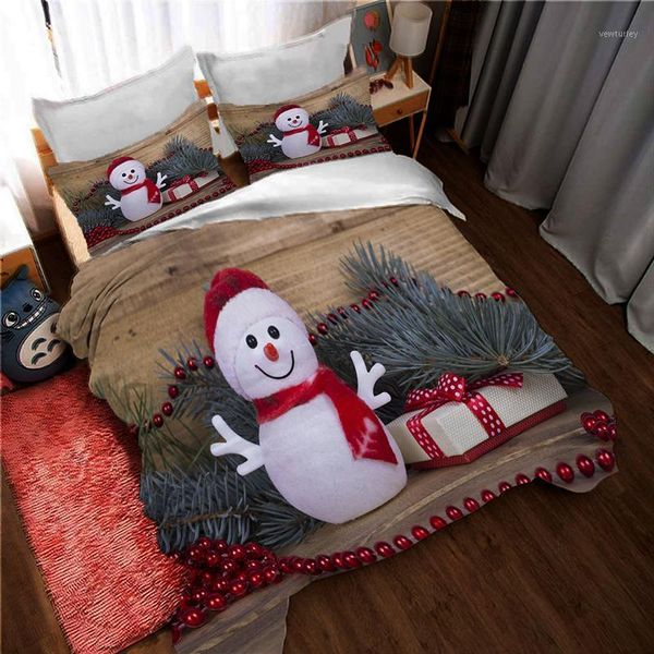 

bedding sets 3pcs christmas snowman duvet cover set bed 3d cartoon for girls boys bedroom home textile decors1