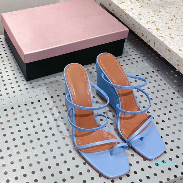 

summer womens sandals leather narrow band heeled slippers luxury designer, Black