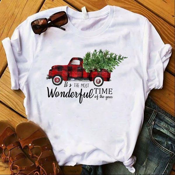 

women truck wonderful plaid new year ladies merry christmas womens clothes female clothing t shirt graphic t shirt t shirts, White