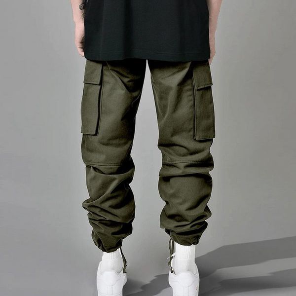 

men's pants 2021 men loose joggers solid color track casual trousers fashion sports plus size autumn winter pockets, Black