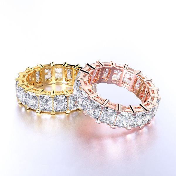 

iced out bling diamond rings 3 colors charm rhinestone band rings hip hop jewelry for men women wedding simple gift kimter-b313f, Silver