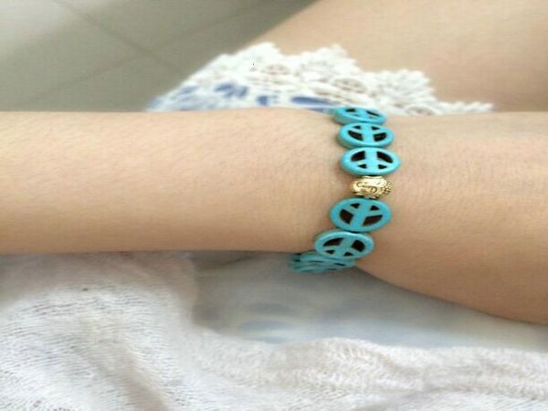 

bracelets peace sign buddha charm stretch boho stones elastic yoga bracelet 2021 fashion jewelry bbykad bdehome