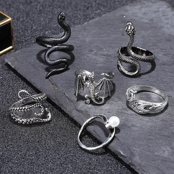 

1pcs european new retro animal rings punk exaggerated spirit snake ring fashion personality stereoscopic opening adjustable ring1, Golden;silver