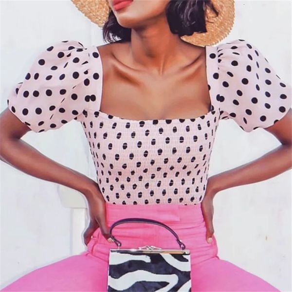 

female lead points turtleneck square half lantern sleeves 2021 summer super-elastic chiffon shirts sweet clothes cd5s, White