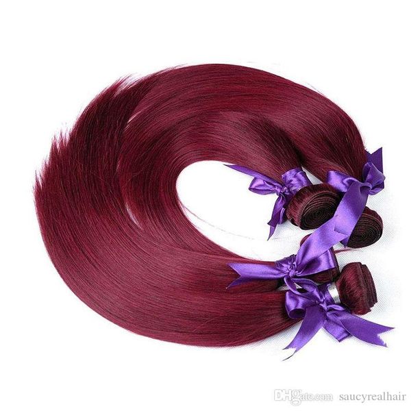 

burgundy wine red color 99j brazilian virgin hair weave bundles peruvian malaysian indian silky straight remy human hair extensions, Black