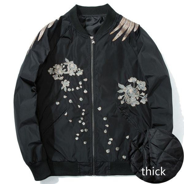 

2021 new winter female phoenix bird embroidered thick baseball jacket male young japanese coat couples streetwear v3w8, Black;brown