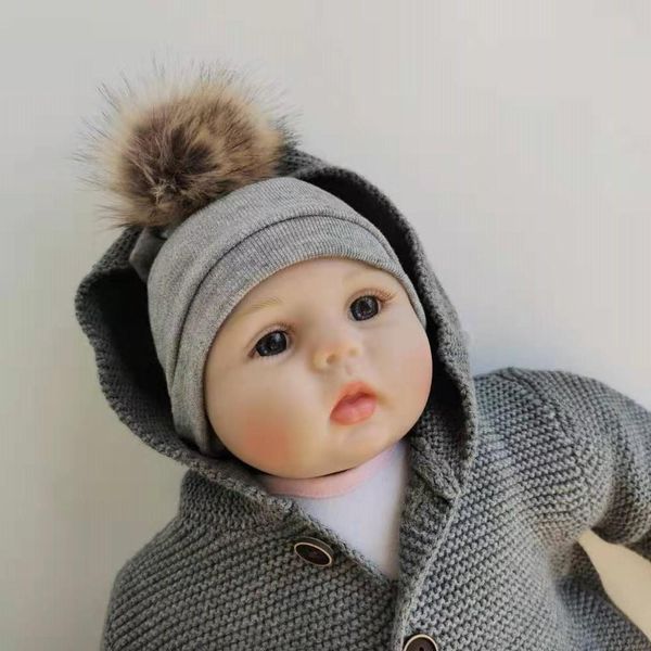 

0 1 month hospital newborn baby hats cotton beanie with pom pom faux fur ball knit infant caps bebe pgraphy doll hats h wmtxue, Yellow