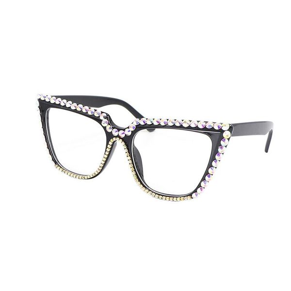 

sunglasses cat eye computer glasses with rhinestone women fashion vintage anti blue ray crystal luxury female ladies decoration, White;black