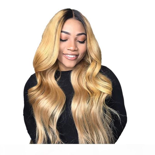 

1b 27 blonde full lace wigs human hair glueless virgin body wave blonde ombre lace wigs for white women bleached knots, Black;brown