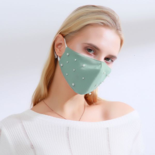 

dhl shipping fashion pearl masks washable factory solid color breathable cotton mouth cover party face reusable cycling