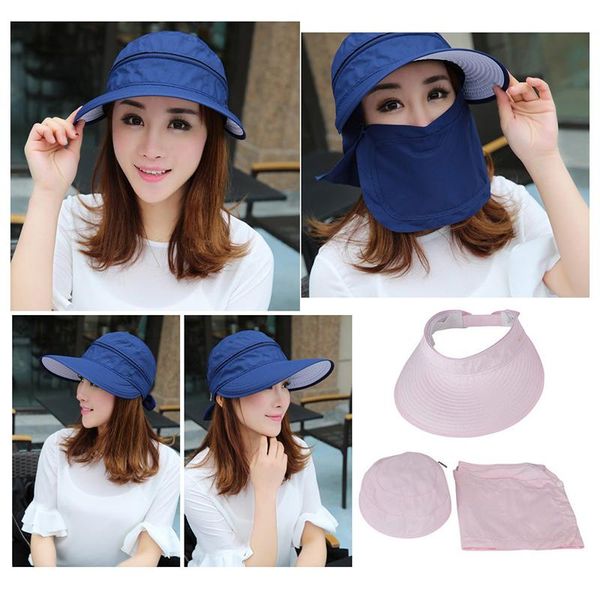 

cycling caps & masks womens ladies sun hat reversible summer 2 in 1 beach fisherman detachable equipment, Black