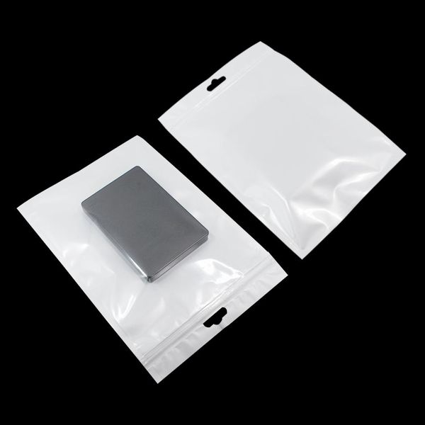 

200pcs lot multi sizes plastic zipper reclosable clear package bag for electronic accessories storage w hang hole white pouches h bbyqgw