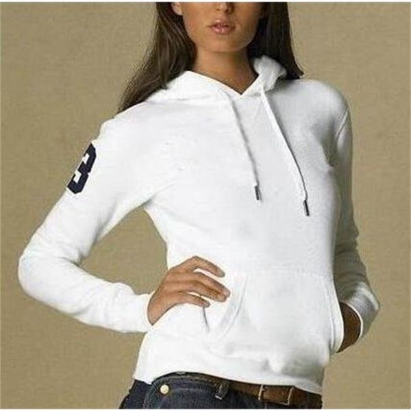 

polo casual hoodies big horse embroidery solid spring women sport sweatshirts cotton slim female hooded jackets lady pullover coat, Black