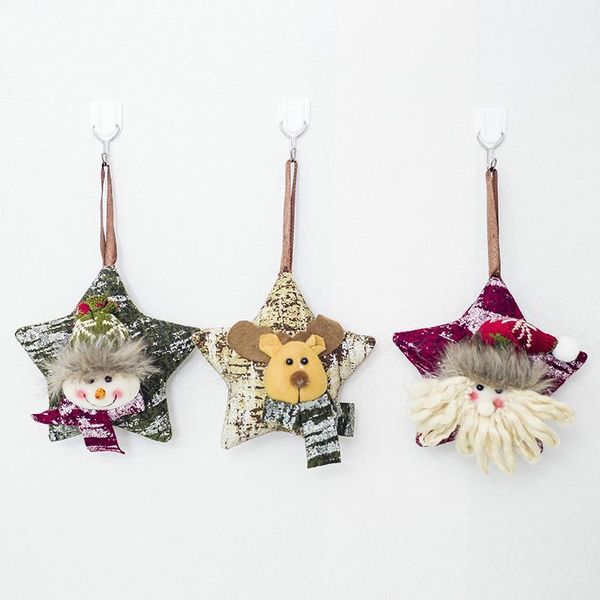 

christmas decorations creative five star snowman elk plush doll hanging pendant tree ornaments xmas for home year gifts1