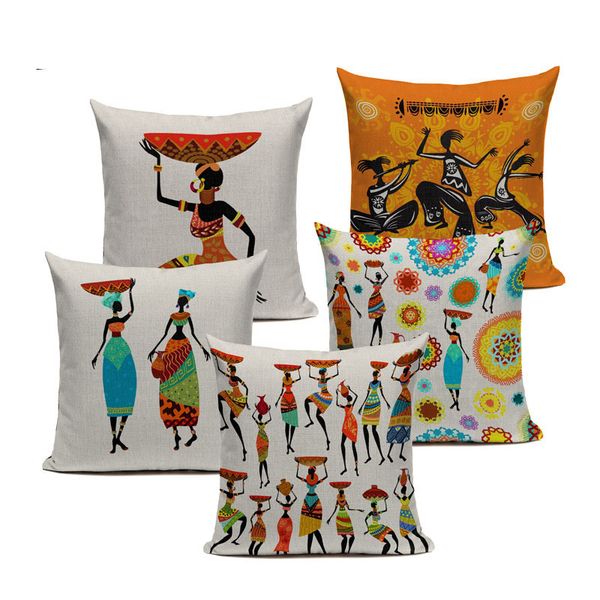 

african woman cushion cover dancing lady africa geometric pillow covers custom pillow cases color bedroom sofa decoration ethnic