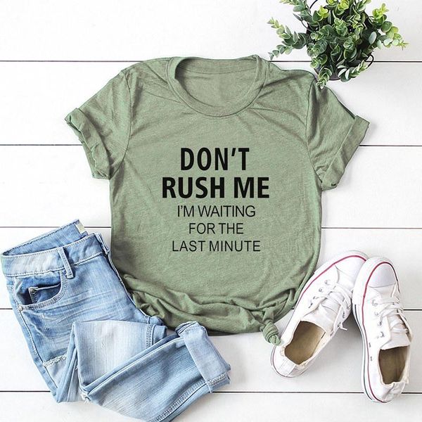

dreamlikelin 100% cotton t-shirts for women s-5xl plus size don't rush me letter print summer streetwear fashion 1, White
