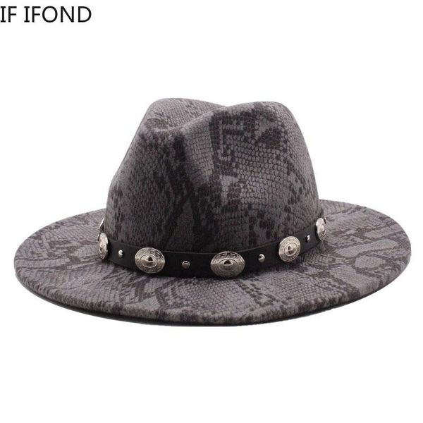 

wide brim hats british style fedora hat men women wool winter warm felt snakeskin pattern vintage jazz trilby, Blue;gray