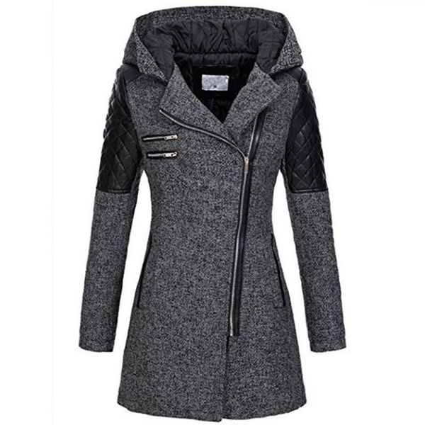

ecn women warm coat wool blends coat winter thick hooded parka women oversized coat jacket fashion long overcoat streetwear y200101, Black;brown
