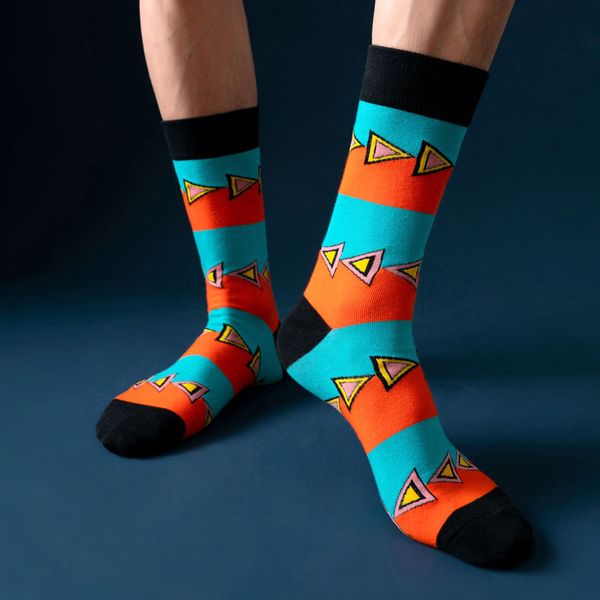

mens socks european and american style cartoon jacquard breathable high sock fashion men trendy stockings size 11 colors, Black