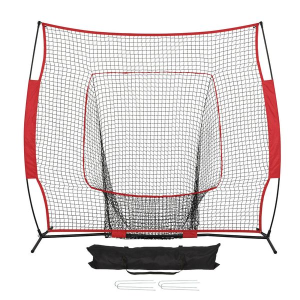 

7*7' baseball softball practice hitting batting training net bow frame black bag