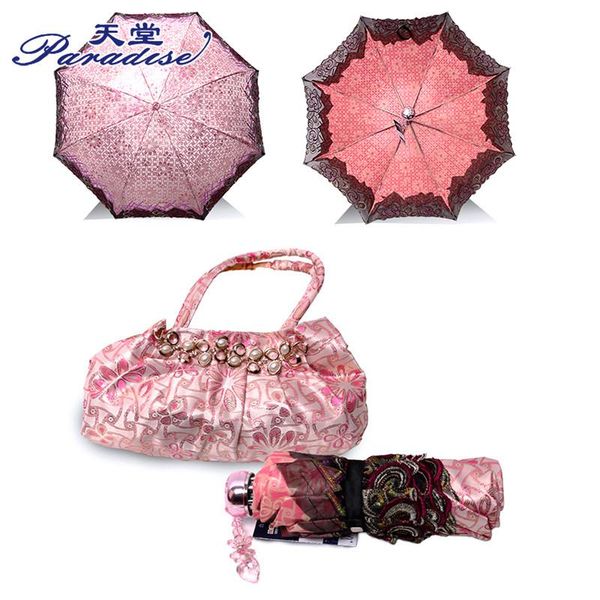 

girls fanrain women fashion lace paradis lace embroidery uv beach umbrella with bag folded sunny umbrella sunscreen z533