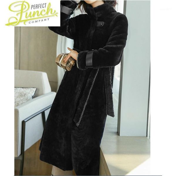 

fur cpat sheep real shearing winter coat women natural wool jacket for womens clothing abrigo mujer 18807 yy7841, Black