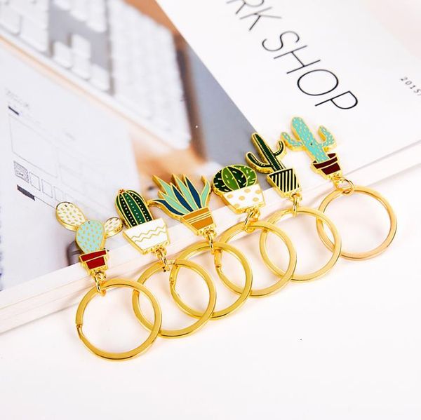 

creative a delicate plant cactus keychain key lovely metal pendant cartoon, Silver