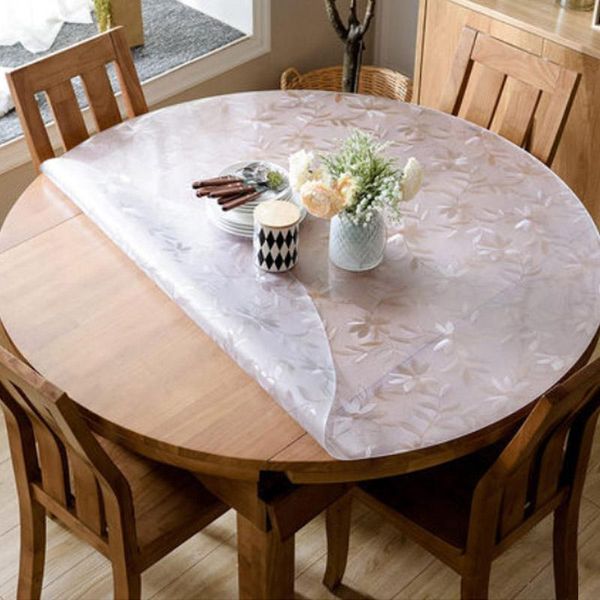 

hazy 1.5mm transparent pvc tablecloth waterproof round pvc table cloths for kitchen table cover protect the desktable mat wmtypa