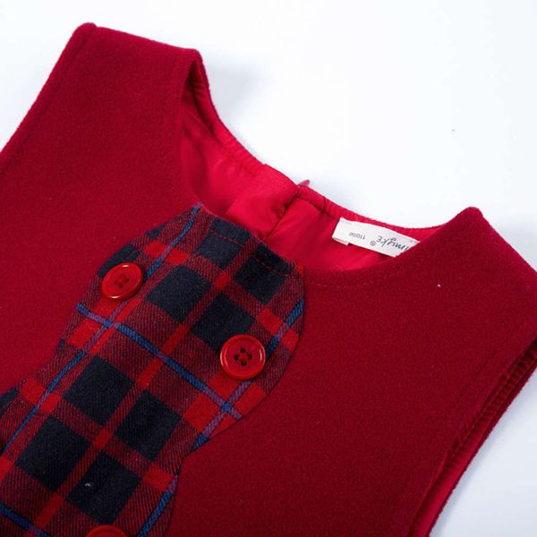 

children's spring 2021 new skirt woollen vt plaid contrast girl's drs ffxf, Red;yellow